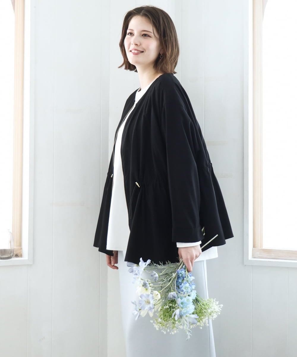 OLJDD06179 eur3(エウルキューブ) 【WEB先行販売】【大きいサイズ】シア―ギャザーブルゾン ブラック(94)