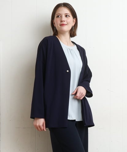 OLJDD07129 eur3 【大きいサイズ/2wayボタン/セットアップ対応】カットジョーゼットVネックジャケット