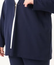 OLJDD07129 eur3(エウルキューブ) 【大きいサイズ/2wayボタン/セットアップ対応】カットジョーゼットVネックジャケット ネイビー(57)