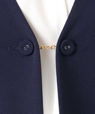 OLJDD07129 eur3(エウルキューブ) 【大きいサイズ/2wayボタン/セットアップ対応】カットジョーゼットVネックジャケット ネイビー(57)