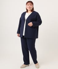 OLJDD07129 eur3(エウルキューブ) 【大きいサイズ/2wayボタン/セットアップ対応】カットジョーゼットVネックジャケット ネイビー(57)