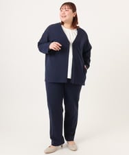 OLJDD07129 eur3(エウルキューブ) 【大きいサイズ/2wayボタン/セットアップ対応】カットジョーゼットVネックジャケット ネイビー(57)