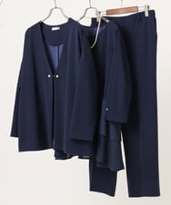 OLJDD07129 eur3(エウルキューブ) 【大きいサイズ/2wayボタン/セットアップ対応】カットジョーゼットVネックジャケット ネイビー(57)