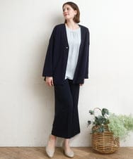 OLJDD07129 eur3(エウルキューブ) 【大きいサイズ/2wayボタン/セットアップ対応】カットジョーゼットVネックジャケット ネイビー(57)