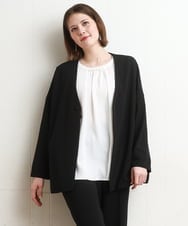 OLJDD07129 eur3(エウルキューブ) 【大きいサイズ/2wayボタン/セットアップ対応】カットジョーゼットVネックジャケット ブラック(94)