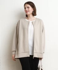 OLJDD09099 eur3(エウルキューブ) 【WEB先行販売】【大きいサイズ】ジップアップブルゾン グレージュ