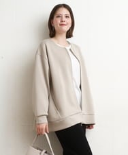 OLJDD09099 eur3(エウルキューブ) 【WEB先行販売】【大きいサイズ】ジップアップブルゾン グレージュ