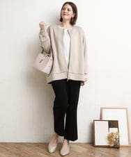 OLJDD09099 eur3(エウルキューブ) 【WEB先行販売】【大きいサイズ】ジップアップブルゾン グレージュ