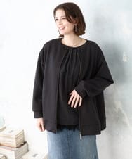 OLJDD09099 eur3(エウルキューブ) 【WEB先行販売】【大きいサイズ】ジップアップブルゾン ダークグレー