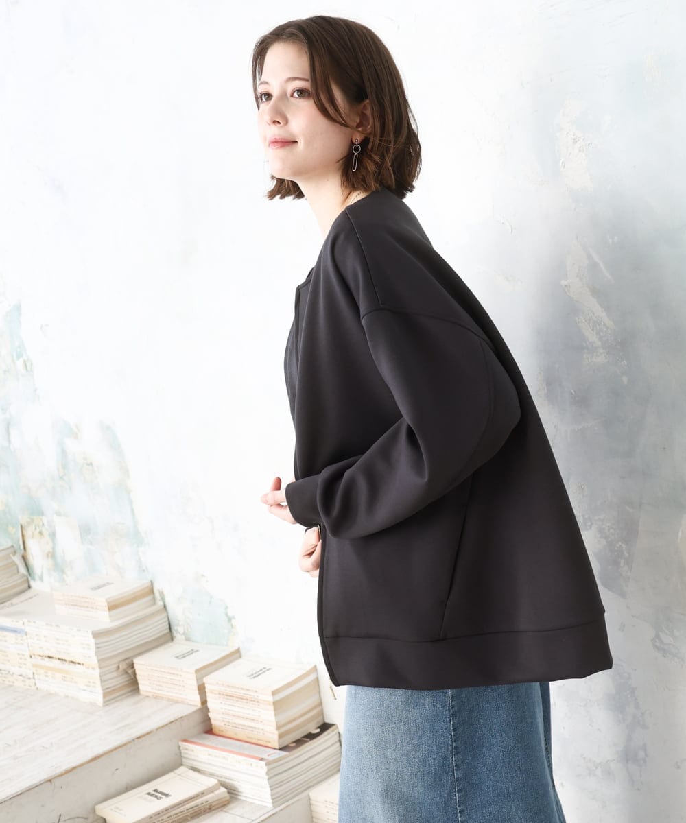 OLJDD09099 eur3(エウルキューブ) 【WEB先行販売】【大きいサイズ】ジップアップブルゾン ダークグレー