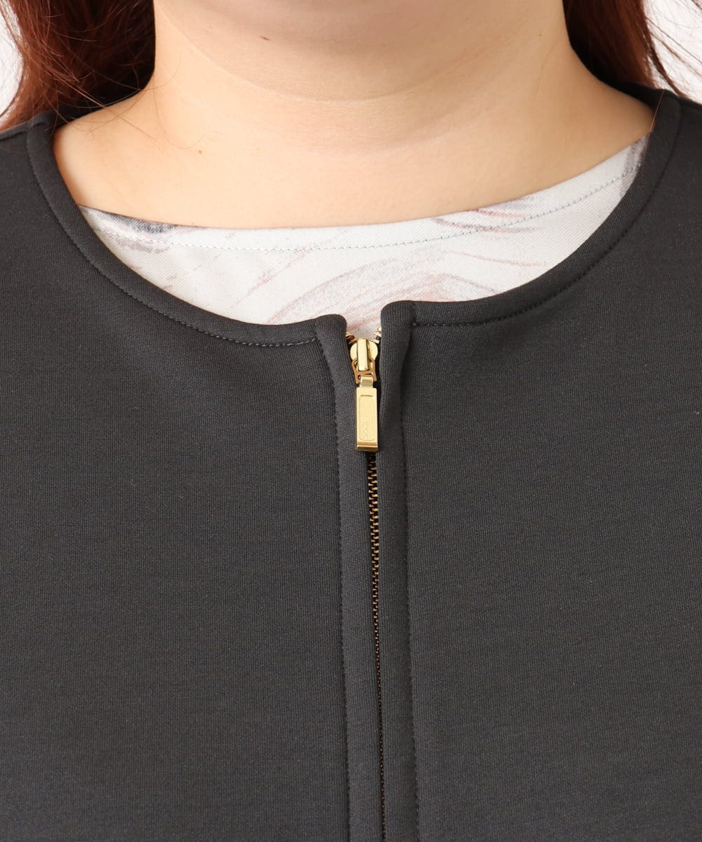 OLJDD09099 eur3(エウルキューブ) 【WEB先行販売】【大きいサイズ】ジップアップブルゾン ダークグレー