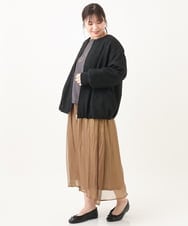 OLJDV06169 eur3(エウルキューブ) 【大きいサイズ】フクレジャカードジャケット ブラック(94)