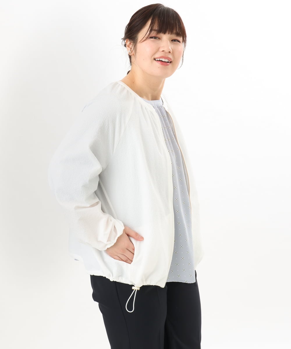 OLJED08169 eur3(エウルキューブ) 【大きいサイズ】ポコポコブルゾン ホワイト