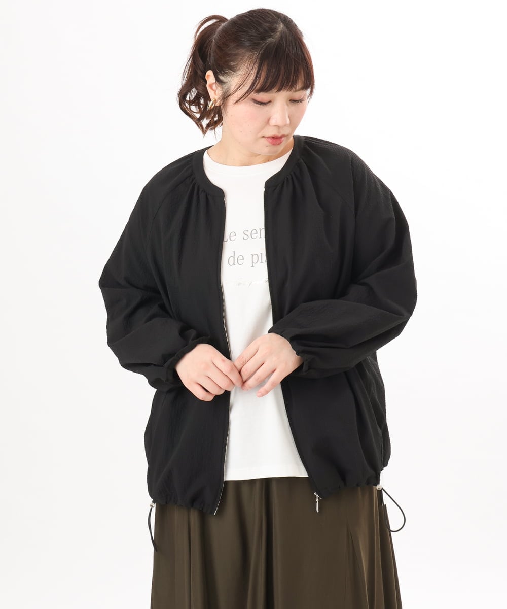 OLJED08169 eur3(エウルキューブ) 【大きいサイズ】ポコポコブルゾン ブラック