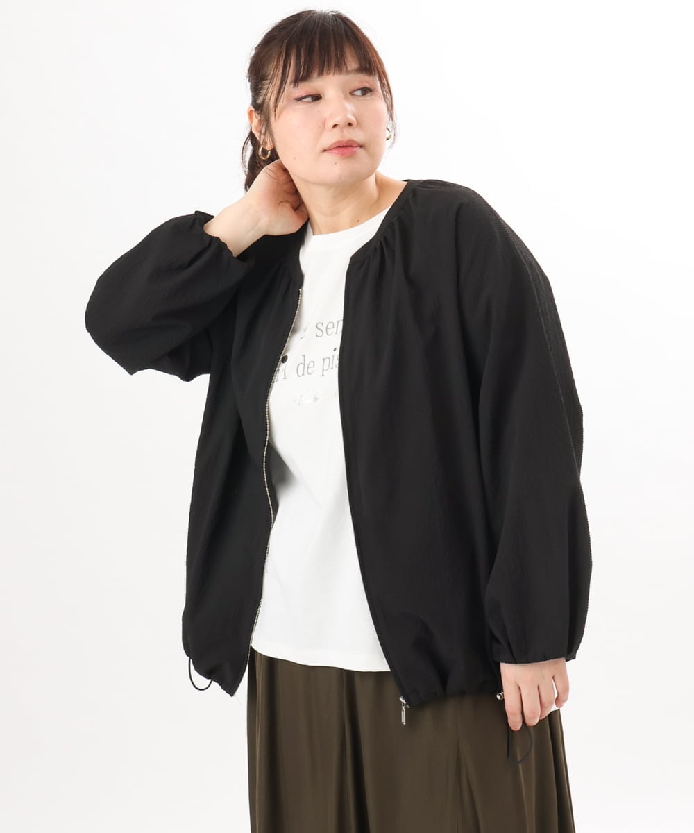 OLJED08169 eur3(エウルキューブ) 【大きいサイズ】ポコポコブルゾン ブラック