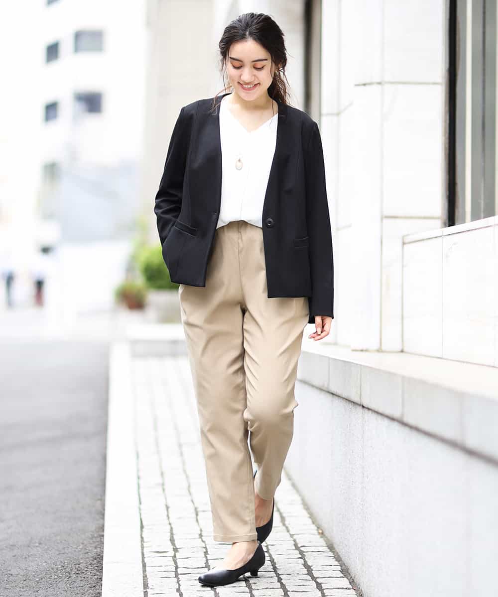 大きいサイズ ひとつボタンノーカラーカルゼジャケット ノーカラージャケット Eur3 エウルキューブ イトキンオンラインストア