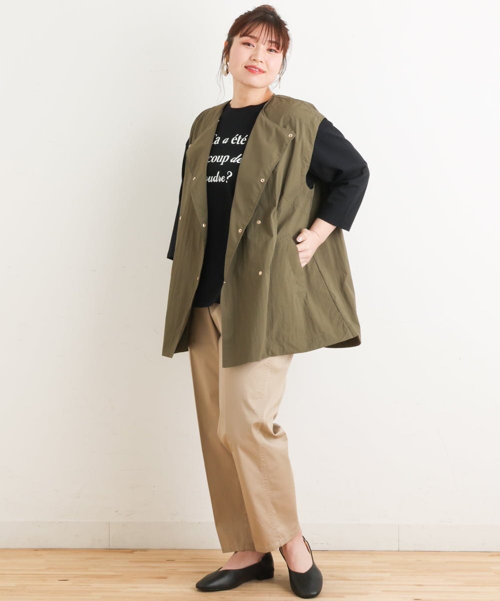 OLJES04190 eur3(エウルキューブ) 【大きいサイズ/2way】デタッチャブルジャケット カーキ(36)