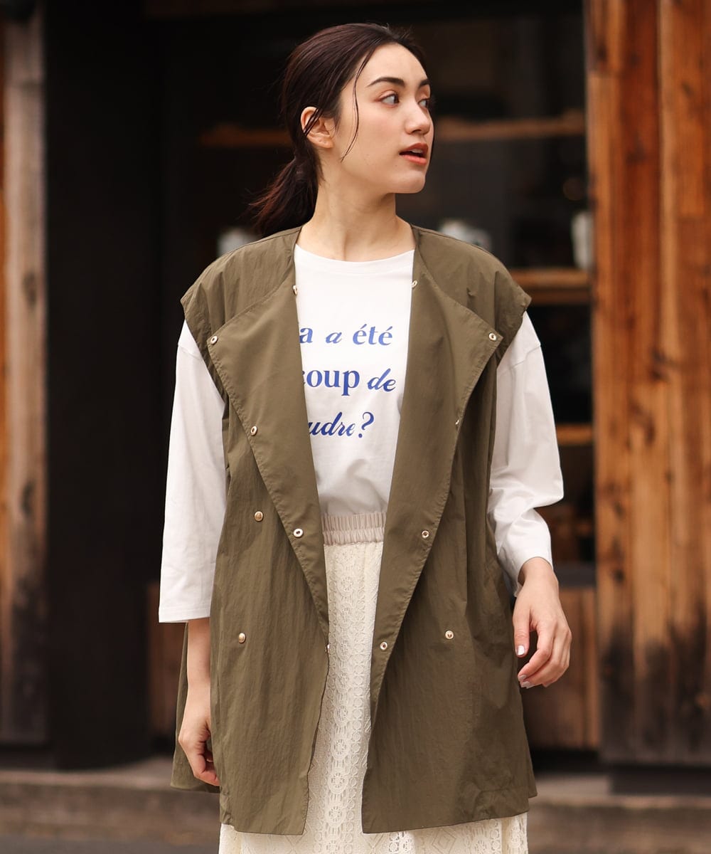 OLJES04190 eur3(エウルキューブ) 【大きいサイズ/2way】デタッチャブルジャケット カーキ(36)