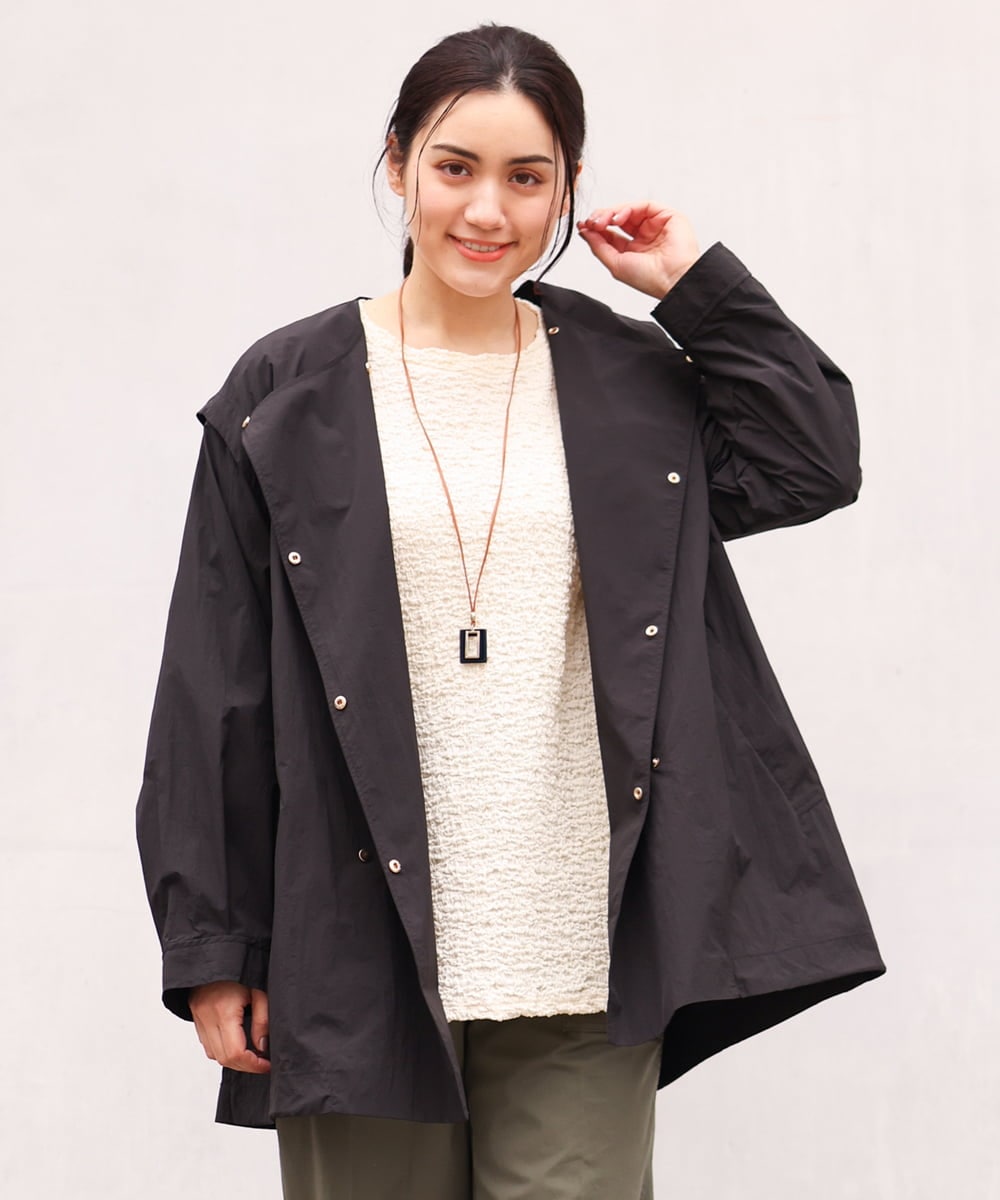 OLJES04190 eur3(エウルキューブ) 【大きいサイズ/2way】デタッチャブルジャケット ブラック(94)