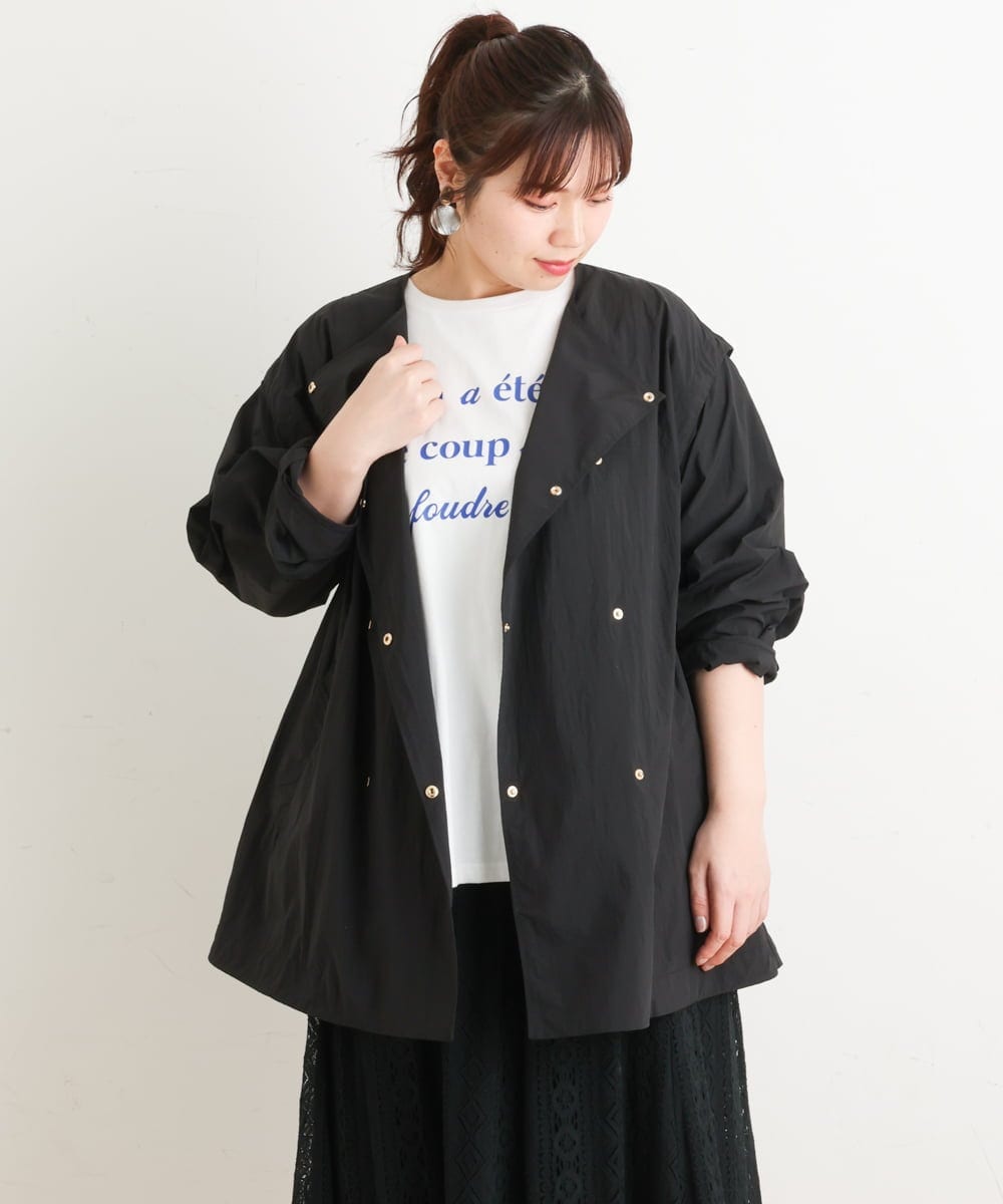 OLJES04190 eur3(エウルキューブ) 【大きいサイズ/2way】デタッチャブルジャケット ブラック(94)