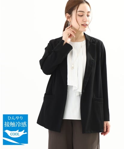 OLJFA07179 eur3 【大きいサイズ/11号サイズあり/接冷感触】ストレッチカルゼテーラードジャケット