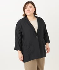 OLJFA08159 eur3(エウルキューブ) 【大きいサイズ】シアーテーラードジャケット ブラック(94)