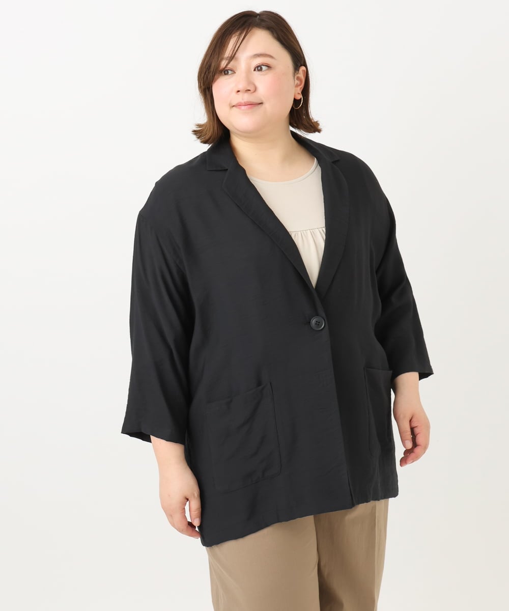 OLJFA08159 eur3(エウルキューブ) 【大きいサイズ】シアーテーラードジャケット ブラック(94)