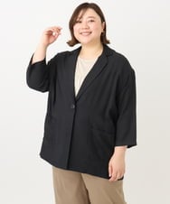 OLJFA08159 eur3(エウルキューブ) 【大きいサイズ】シアーテーラードジャケット ブラック(94)