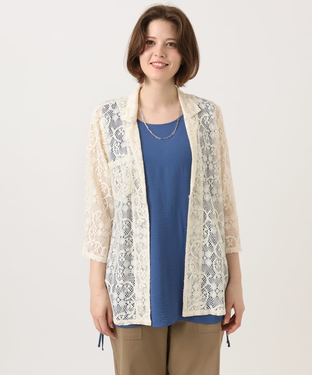 OLJFD01099 eur3(エウルキューブ) 【大きいサイズ】レースジャケット アイボリー