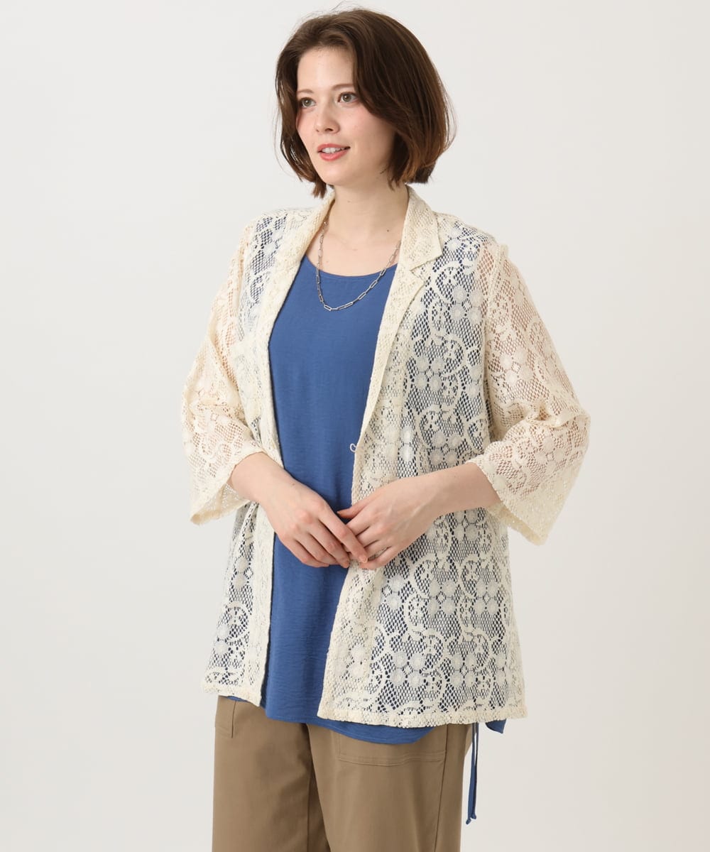 OLJFD01099 eur3(エウルキューブ) 【大きいサイズ】レースジャケット アイボリー