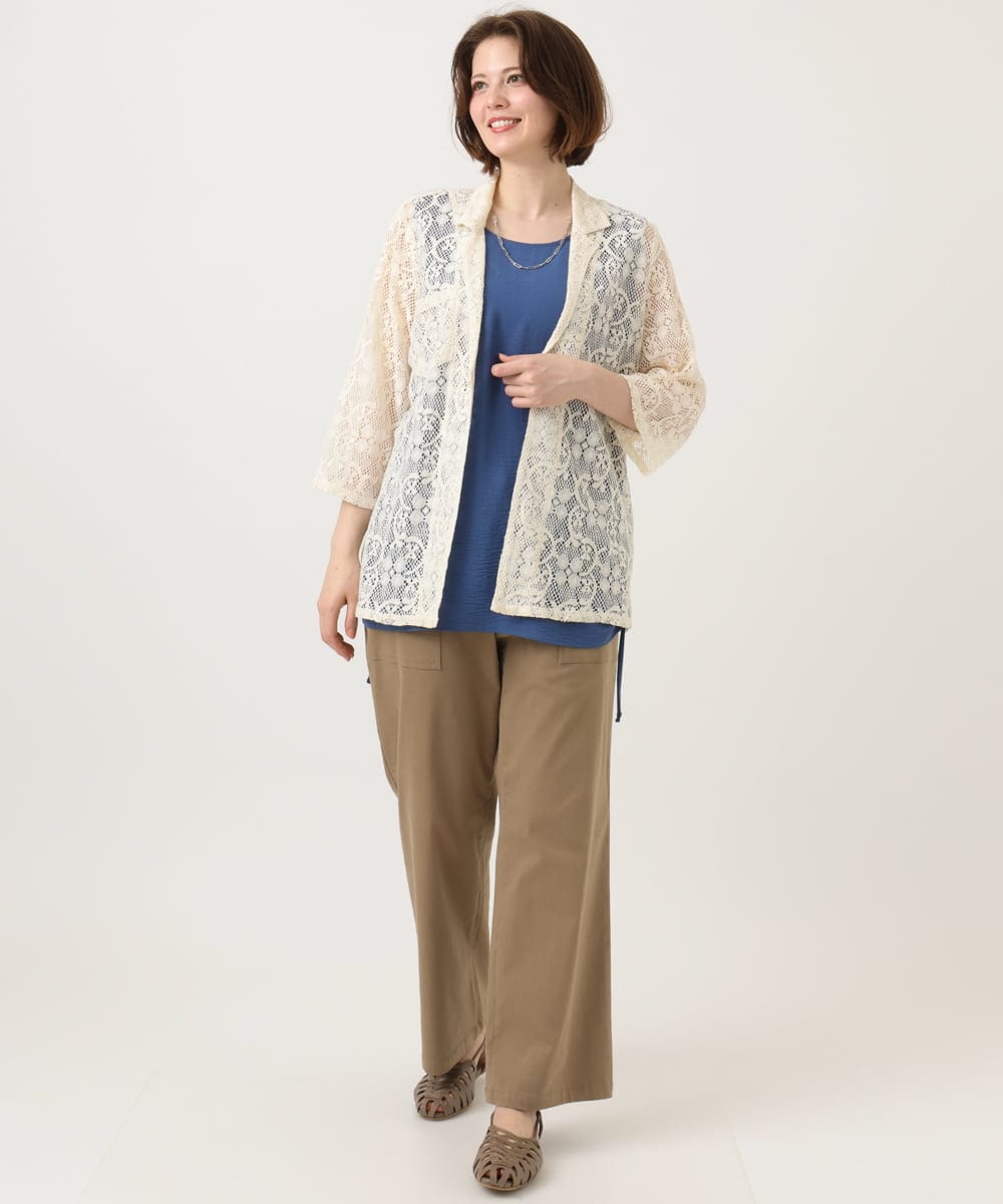 OLJFD01099 eur3(エウルキューブ) 【大きいサイズ】レースジャケット アイボリー