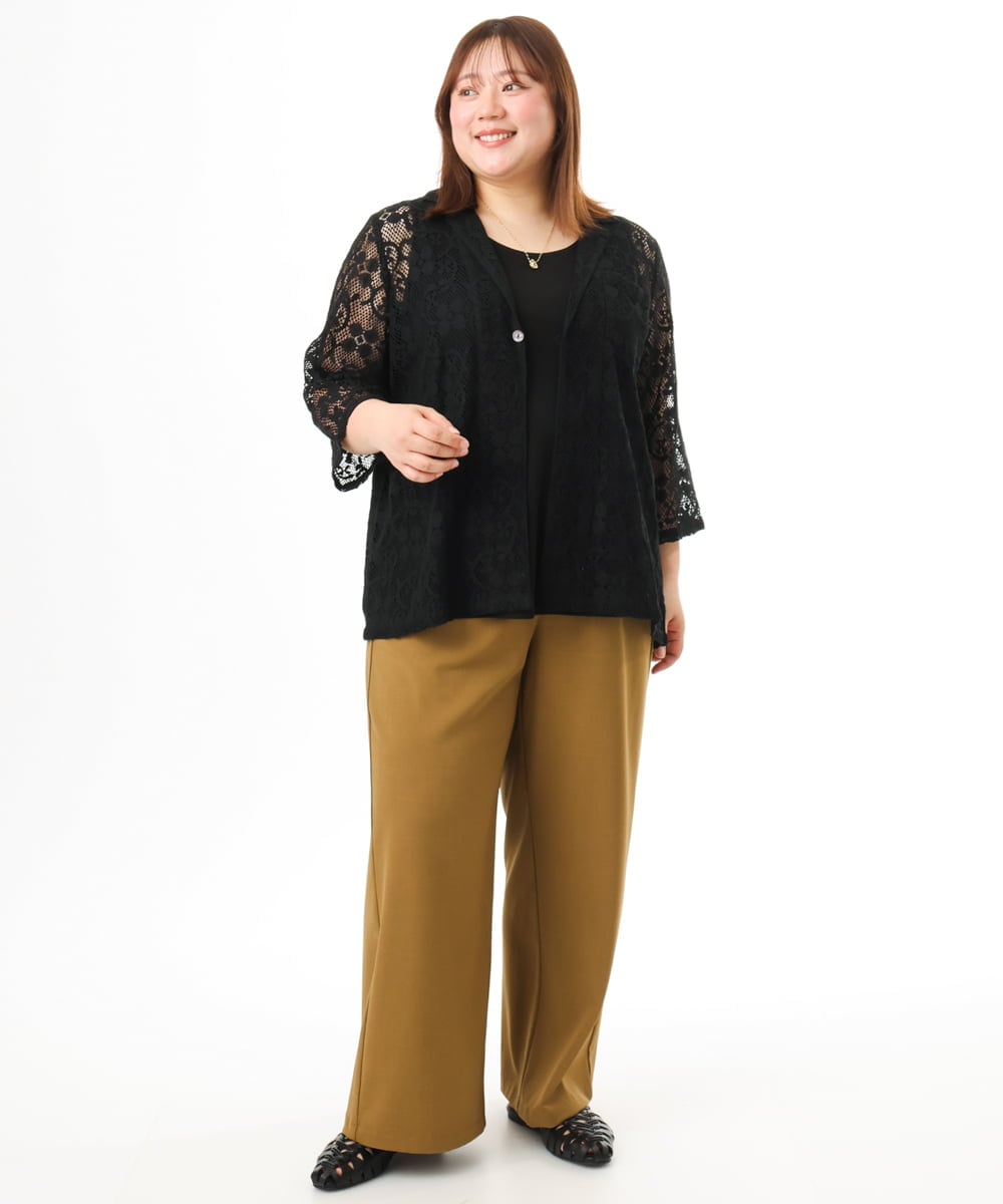 OLJFD01099 eur3(エウルキューブ) 【WEB先行販売】【大きいサイズ】レースジャケット ブラック