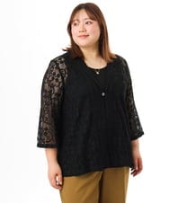 OLJFD01099 eur3(エウルキューブ) 【WEB先行販売】【大きいサイズ】レースジャケット ブラック