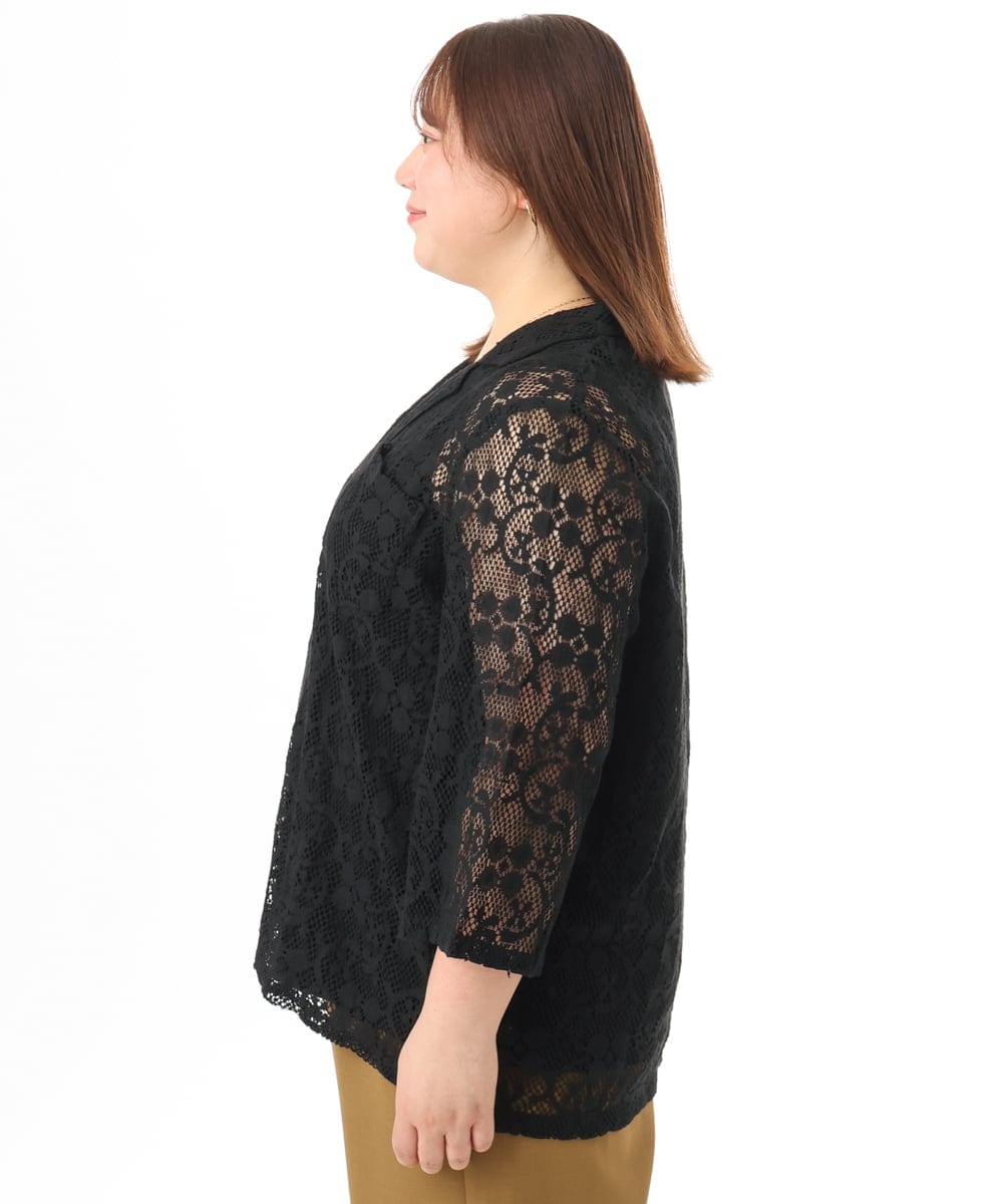 OLJFD01099 eur3(エウルキューブ) 【WEB先行販売】【大きいサイズ】レースジャケット ブラック