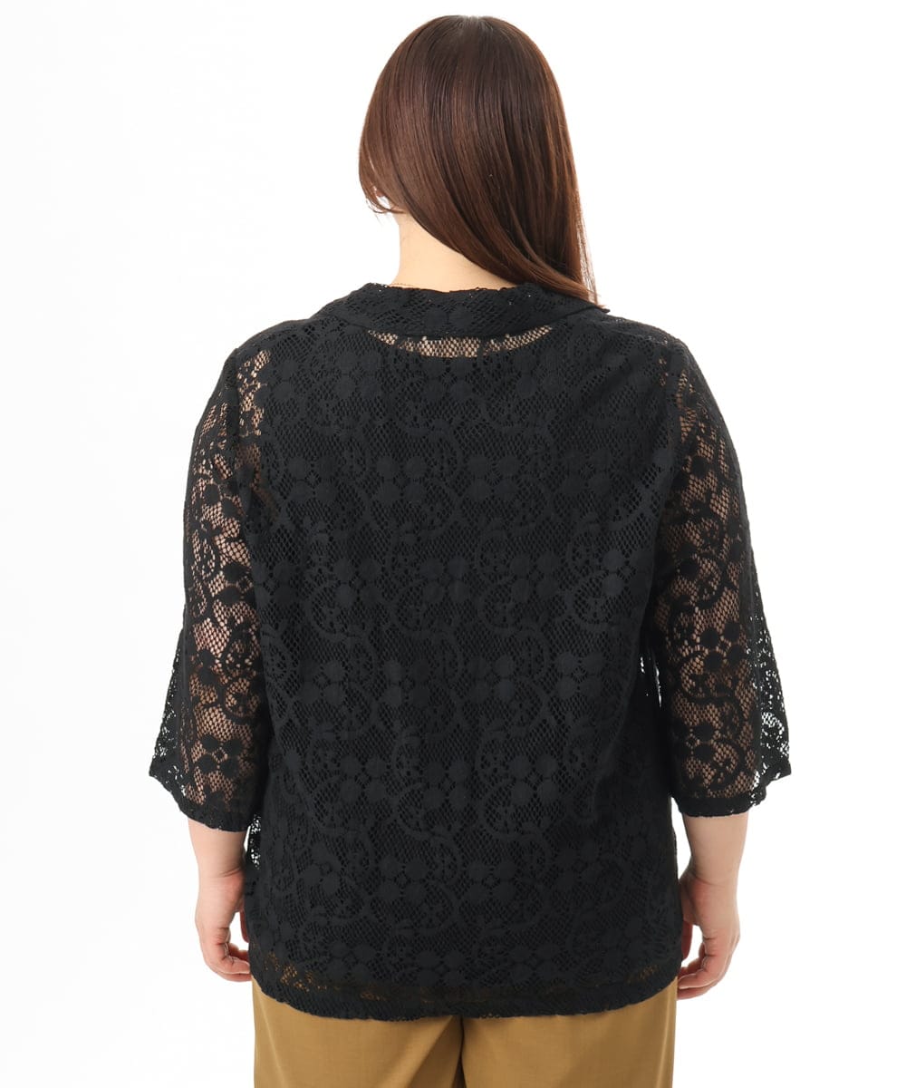 OLJFD01099 eur3(エウルキューブ) 【WEB先行販売】【大きいサイズ】レースジャケット ブラック