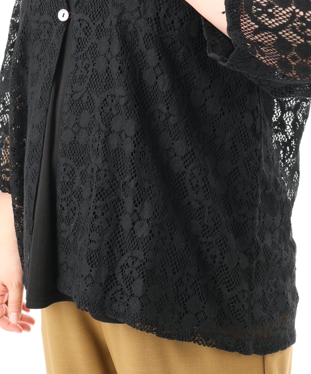 OLJFD01099 eur3(エウルキューブ) 【WEB先行販売】【大きいサイズ】レースジャケット ブラック