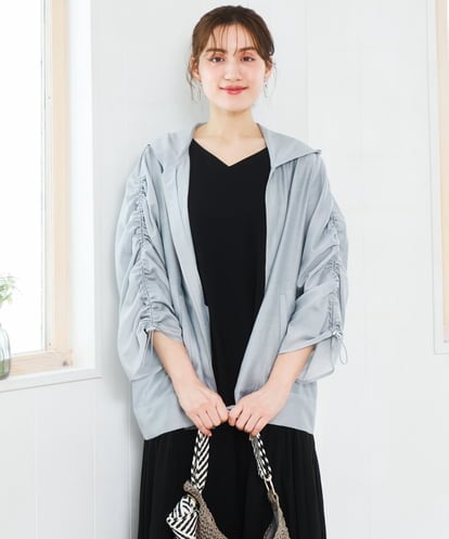 OLJFD10159 eur3 【大きいサイズ】フーディ―ギャザーブルゾン