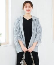 OLJFD10159 eur3(エウルキューブ) 【大きいサイズ】フーディ―ギャザーブルゾン ライトグレー