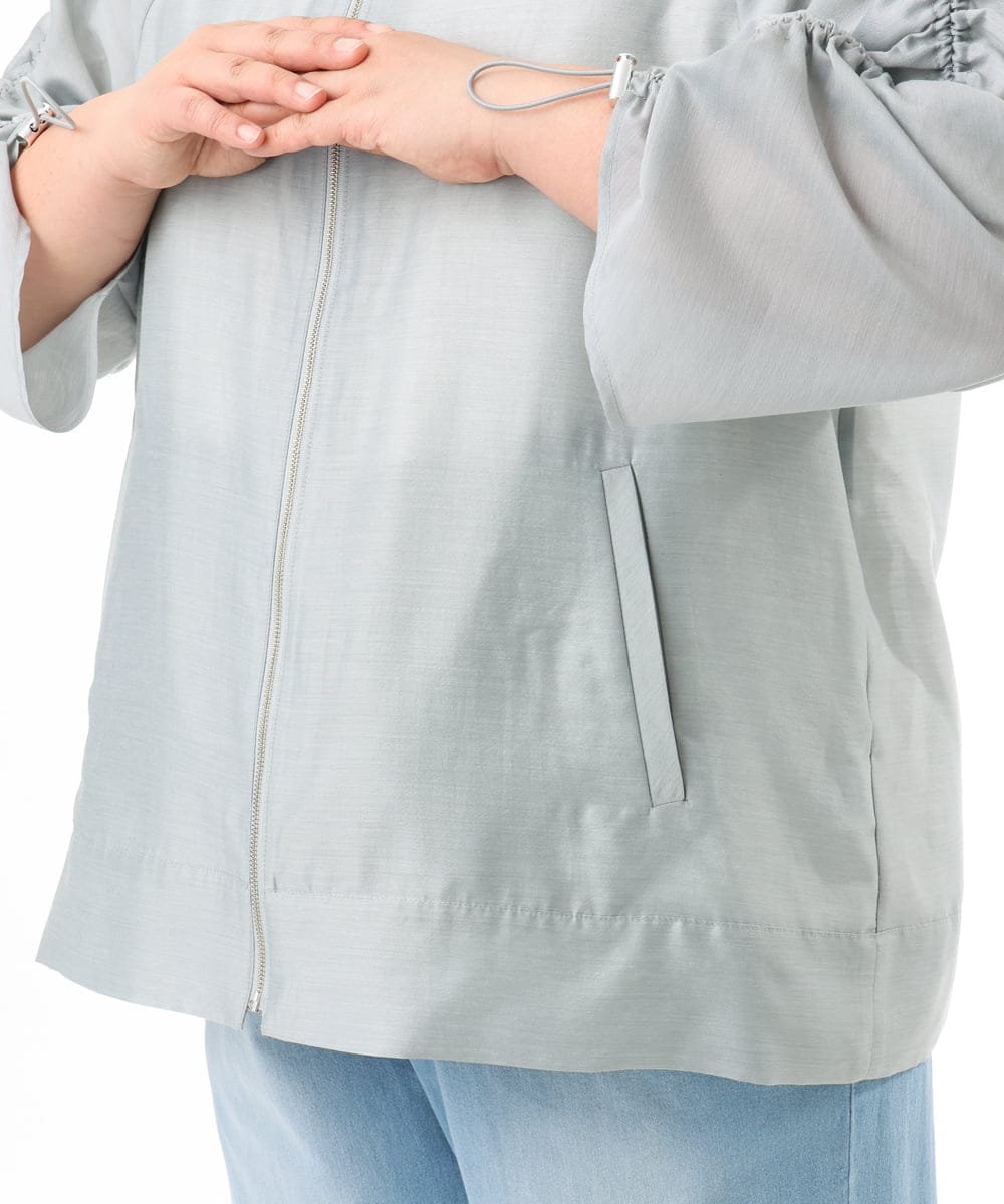 OLJFD10159 eur3(エウルキューブ) 【大きいサイズ】フーディ―ギャザーブルゾン ライトグレー