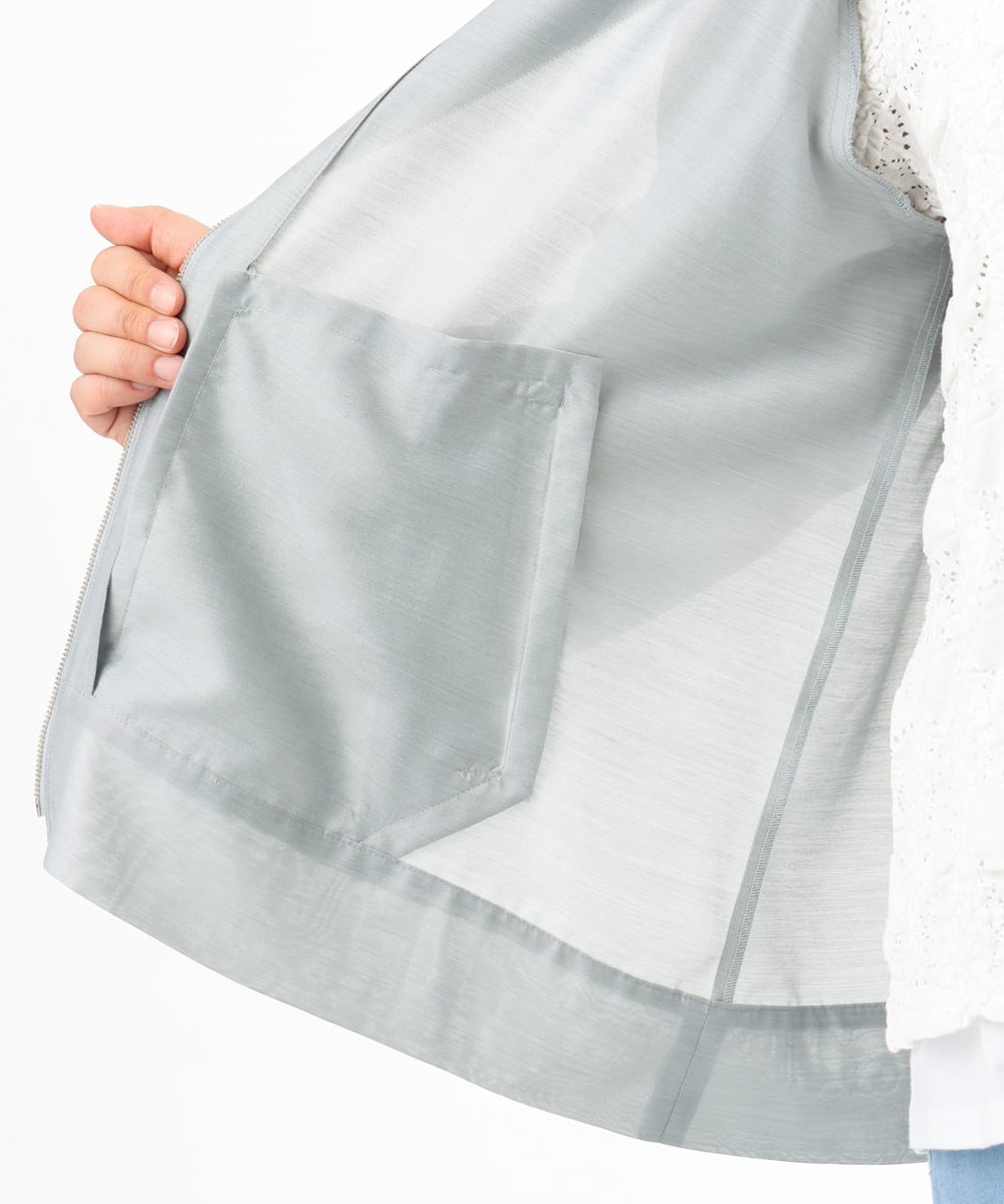 OLJFD10159 eur3(エウルキューブ) 【大きいサイズ】フーディ―ギャザーブルゾン ライトグレー