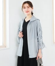 OLJFD10159 eur3(エウルキューブ) 【大きいサイズ】フーディ―ギャザーブルゾン ライトグレー