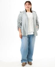 OLJFD10159 eur3(エウルキューブ) 【大きいサイズ】フーディ―ギャザーブルゾン ライトグレー