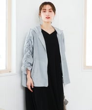 OLJFD10159 eur3(エウルキューブ) 【大きいサイズ】フーディ―ギャザーブルゾン ライトグレー