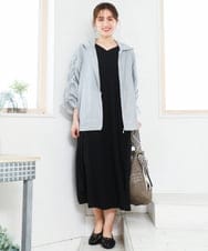 OLJFD10159 eur3(エウルキューブ) 【大きいサイズ】フーディ―ギャザーブルゾン ライトグレー