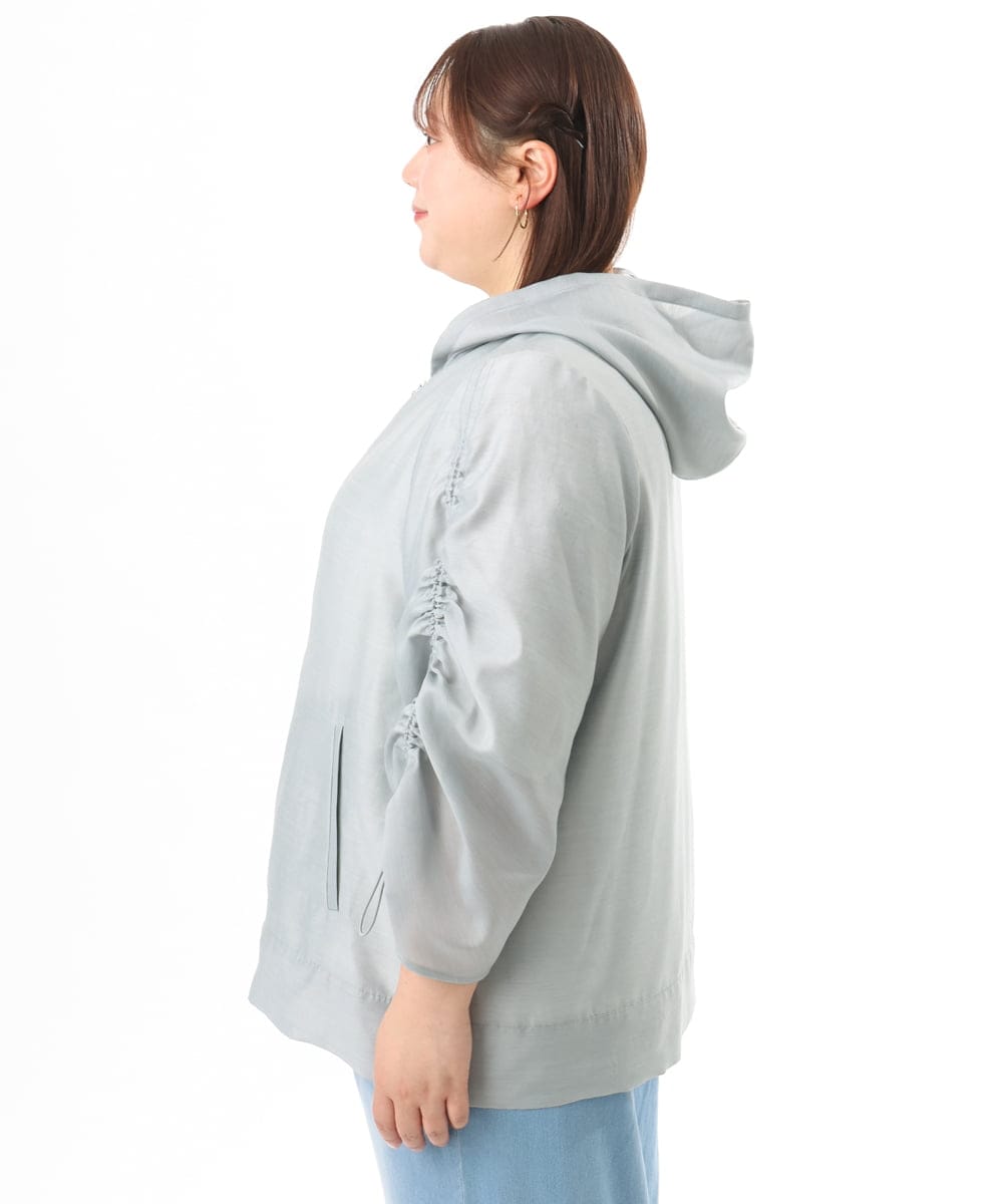 OLJFD10159 eur3(エウルキューブ) 【大きいサイズ】フーディ―ギャザーブルゾン ライトグレー