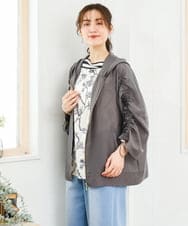 OLJFD10159 eur3(エウルキューブ) 【大きいサイズ】フーディ―ギャザーブルゾン ダークグレー