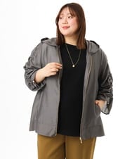 OLJFD10159 eur3(エウルキューブ) 【大きいサイズ】フーディ―ギャザーブルゾン ダークグレー