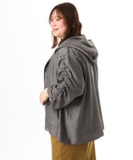 OLJFD10159 eur3(エウルキューブ) 【大きいサイズ】フーディ―ギャザーブルゾン ダークグレー