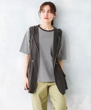 OLJFD11099 eur3(エウルキューブ) 【WEB先行販売】【大きいサイズ】フーディ―ジレ ダークグレー