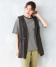 OLJFD11099 eur3(エウルキューブ) 【WEB先行販売】【大きいサイズ】フーディ―ジレ ダークグレー